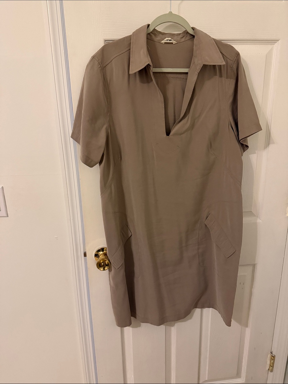 Max Studio Taupe Short-Sleeve Mini Dress